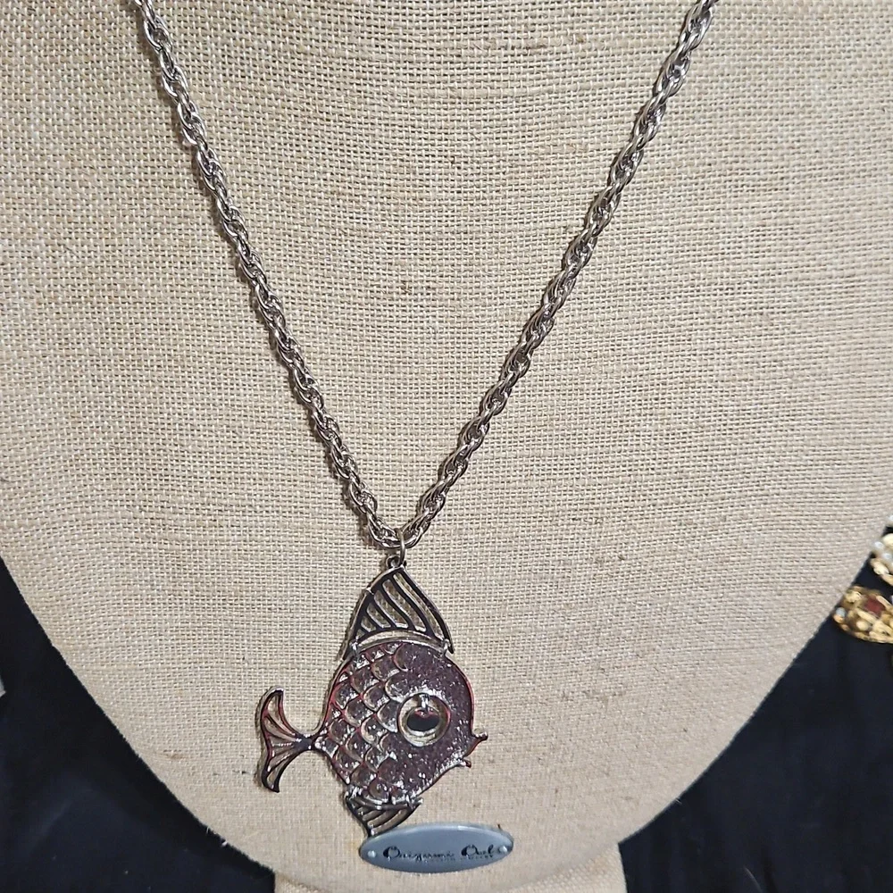 Vintage Silver-tone Fish Pendant